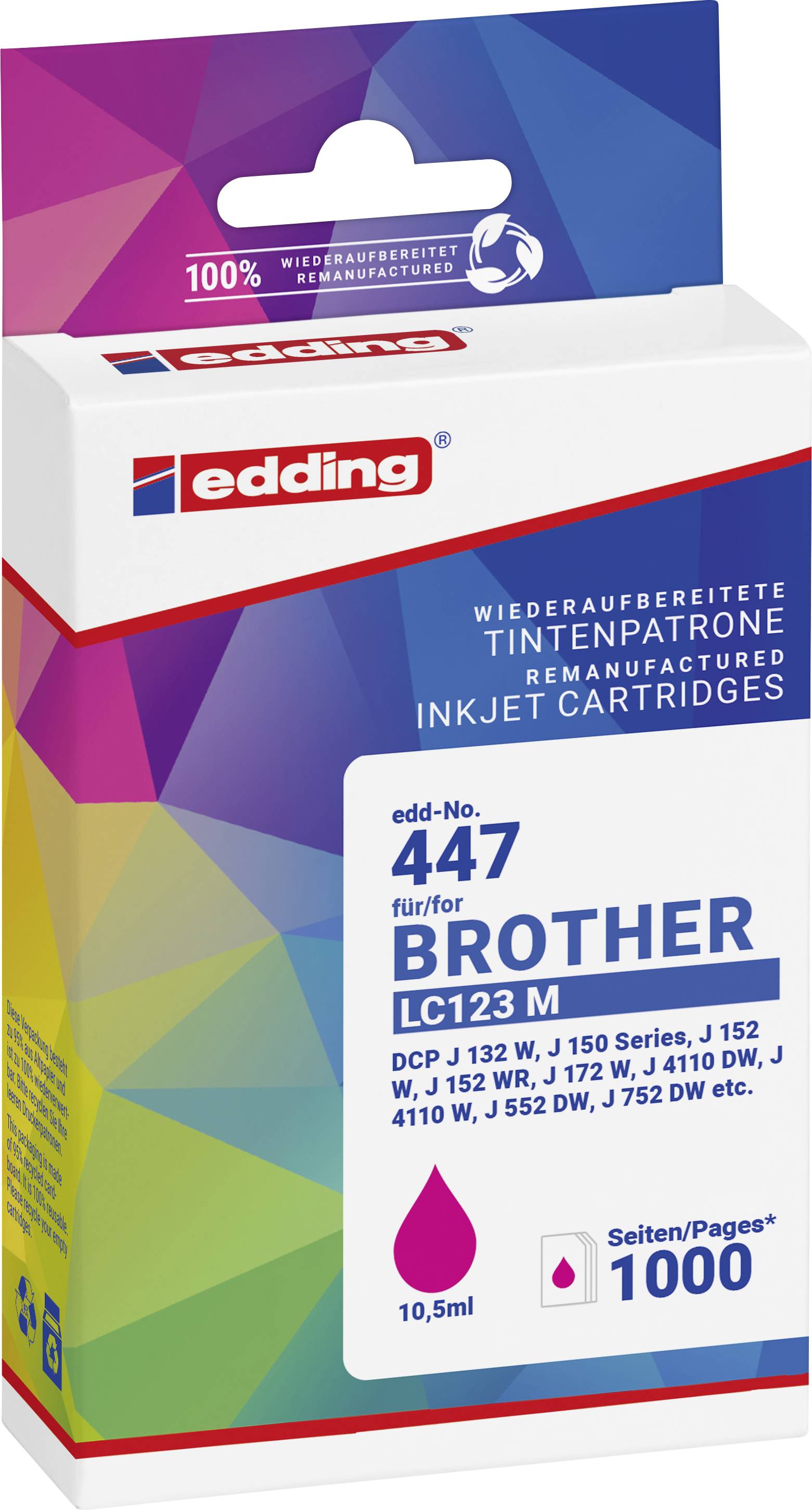 Edding Ink cartridge replaced Brother LC-123M Compatible Magenta EDD-447 18-447-01