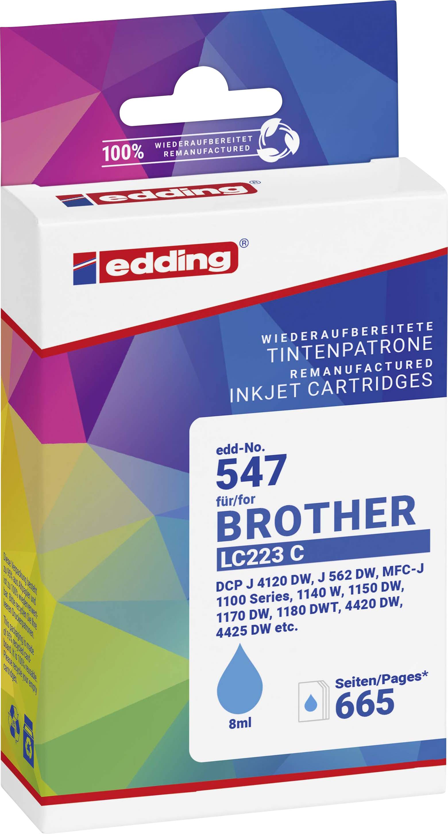 Edding Ink cartridge replaced Brother LC-223C Compatible Cyan EDD-547 18-547-01