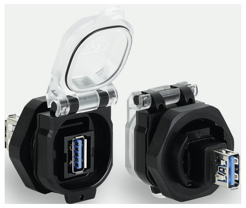 Mounting socket USB-3.0 A/A F/F 180° PC with hinged lid USB-3.0 A/A F/F 180° PC 493112 Lütze Content: 1 pc(s)