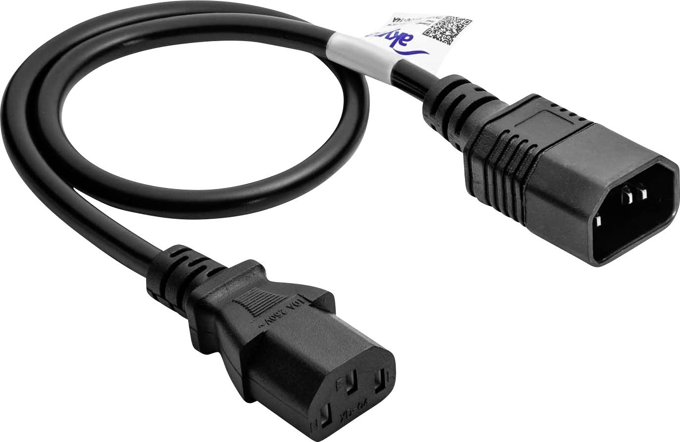 A black network cable with two different plugs, suitable for computers and electronic devices. The plug on the right side is rectangular.
