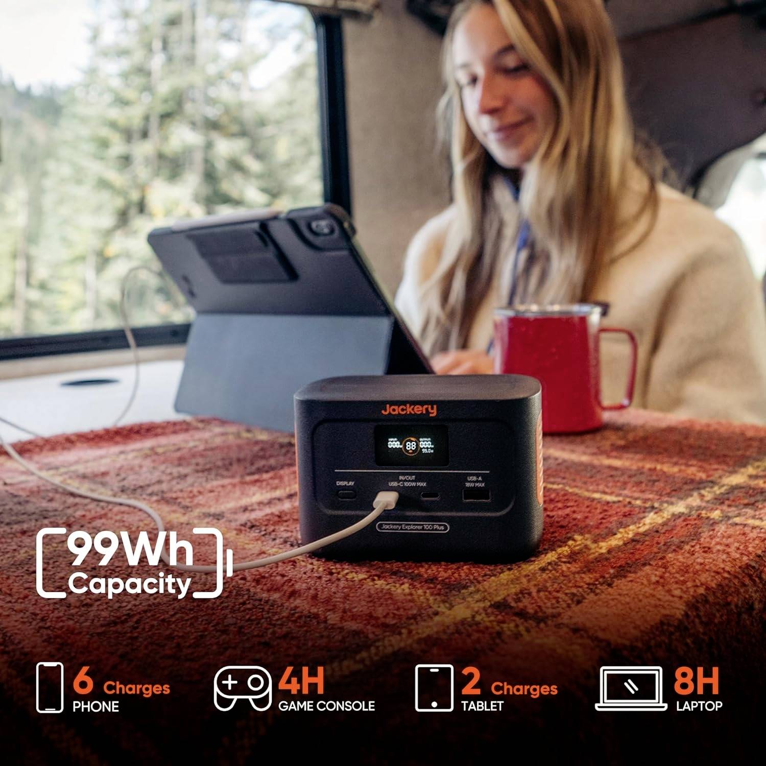 Jackery Explorer 100 Plus Power station 31 Ah LiFePO4 Black, Orange with charge controller