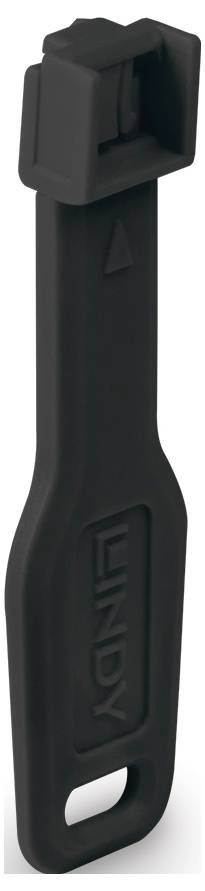 Black Lindy-branded strap handle with a large rectangular grip and hanging slot at the bottom.