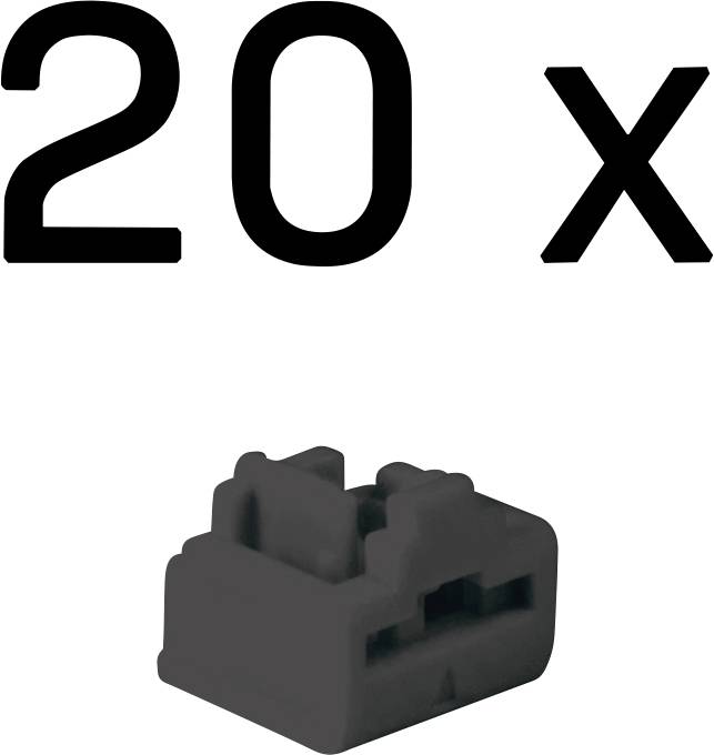 '20x' label above a small dark gray plastic connector or clip shown in product-style view.