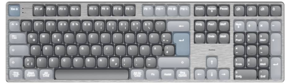 Hama WK-800 Bluetooth® Keyboard German, QWERTZ Black Multimedia buttons
