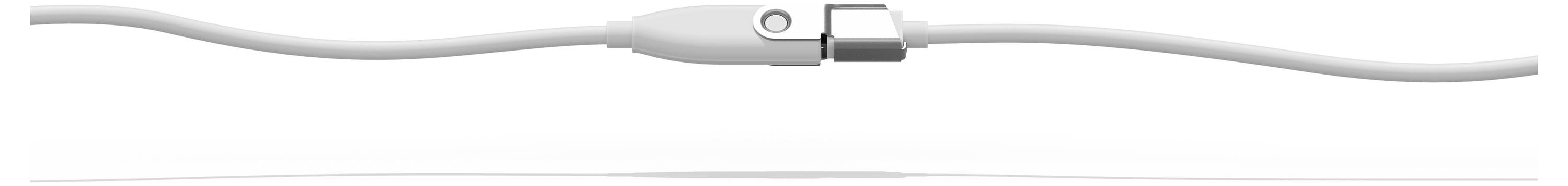 A white cable with a round connector, suitable for electronic connections.