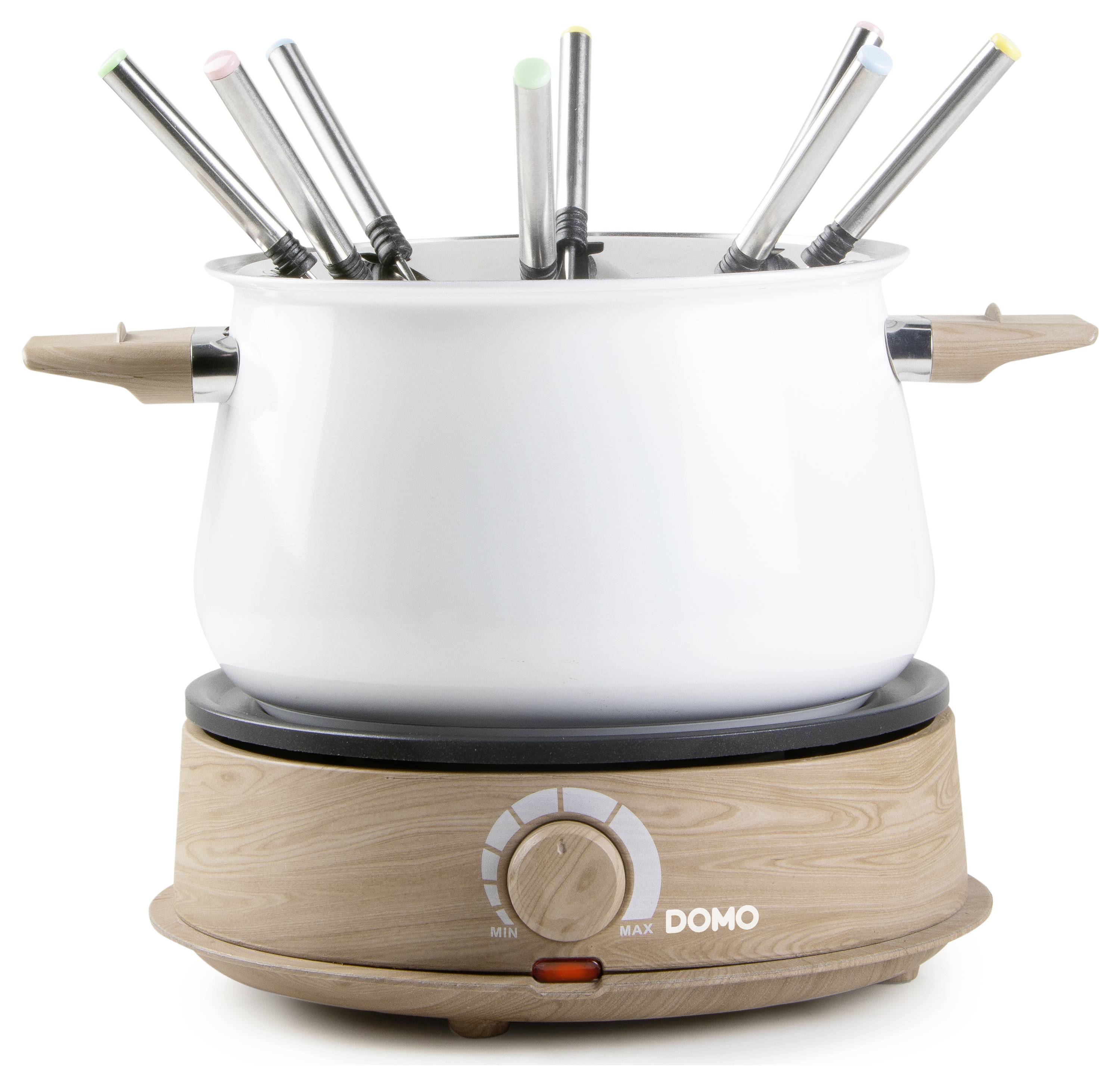 DOMO DO736F Fondue 1500 W Indicator light, 8 fondue forks Wood, White