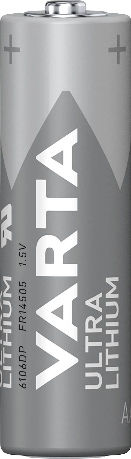 A grey AA battery with the inscription 'VARTA Ultra Lithium', suitable for high-energy devices.