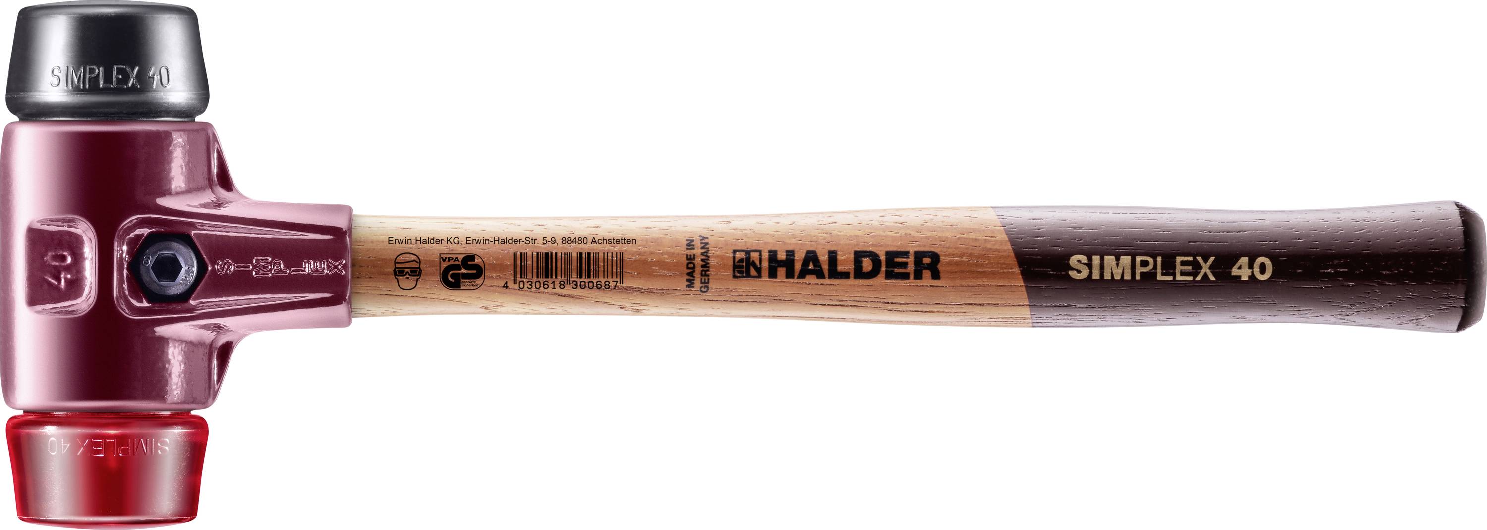 Halder SIMPLEX 3026.040 Soft-face hammer Ergonomic handle, Hard, Semihard 640 g 325 mm 1 pc(s)