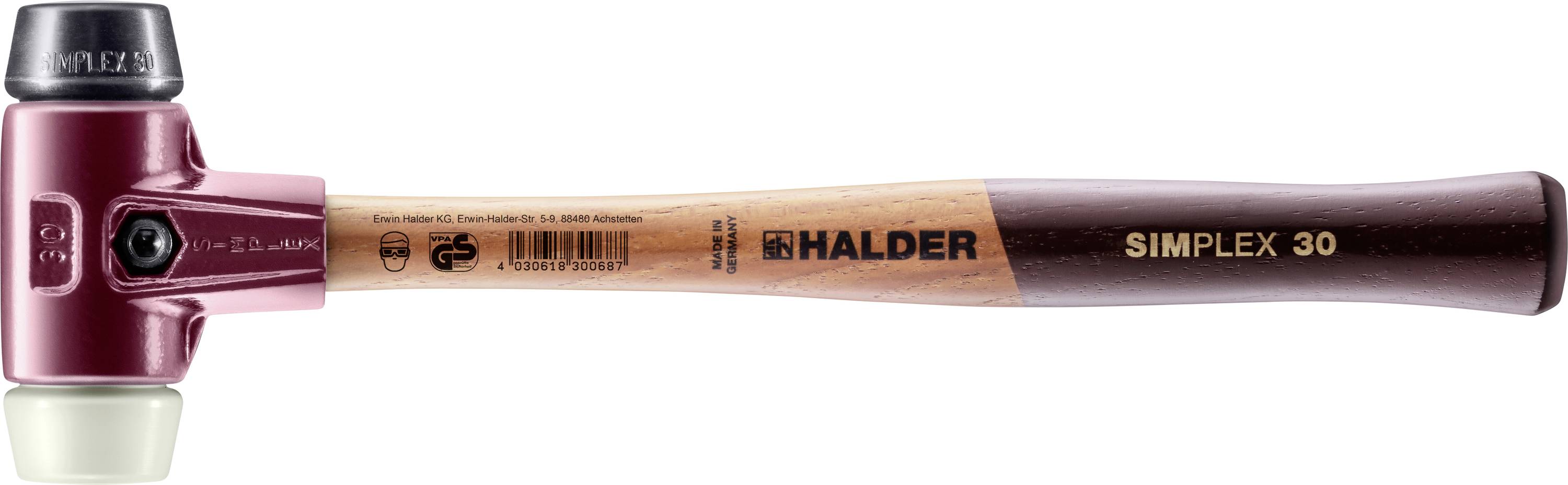 Halder SIMPLEX 3028.030 Soft-face hammer Ergonomic handle, Hard, Semihard 335 g 295 mm 1 pc(s)