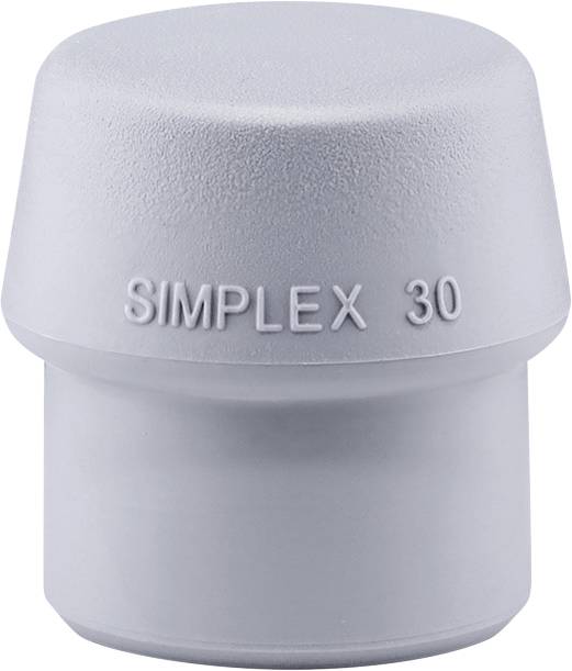A grey plastic cap with the inscription 'SIMPLEX 30', likely part of a piping system or installation.