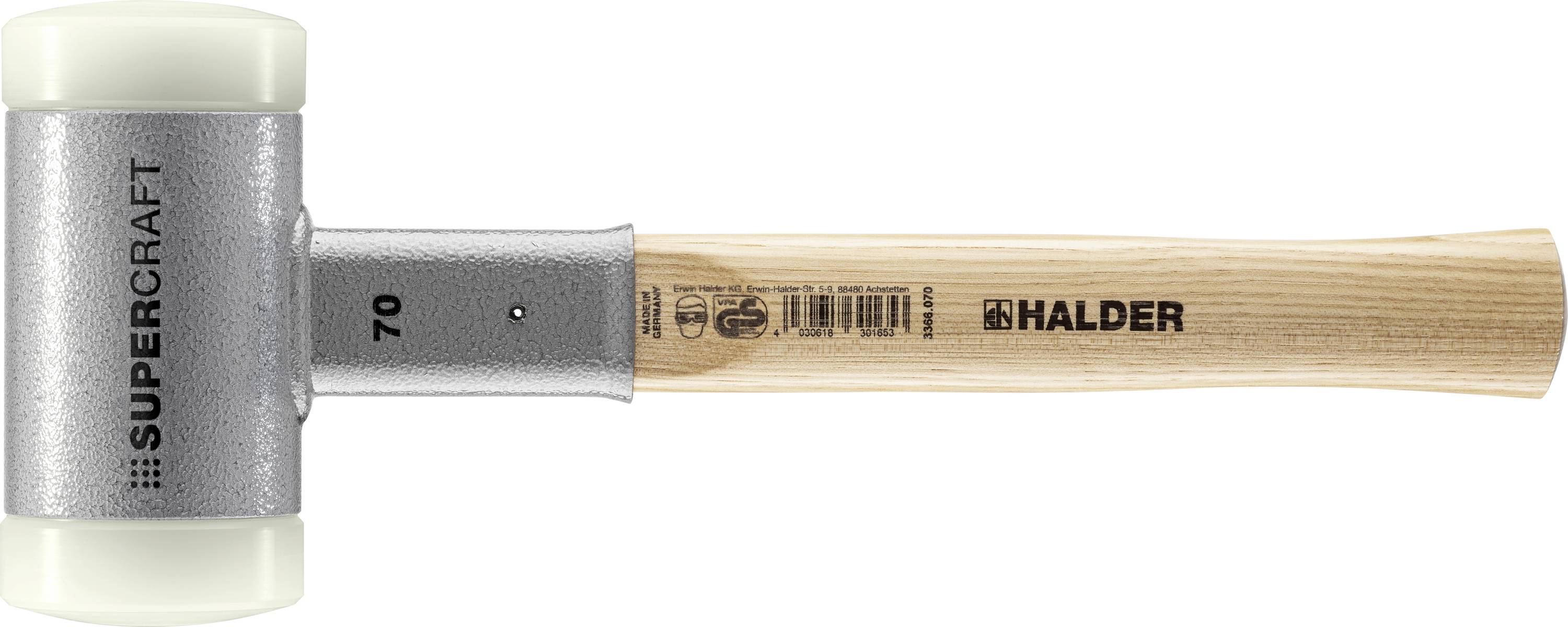 Halder SUPERCRAFT 3366.070 Soft-face hammer Ergonomic handle, Hard, Kickback-free 2215 g 370 mm 1 pc(s)