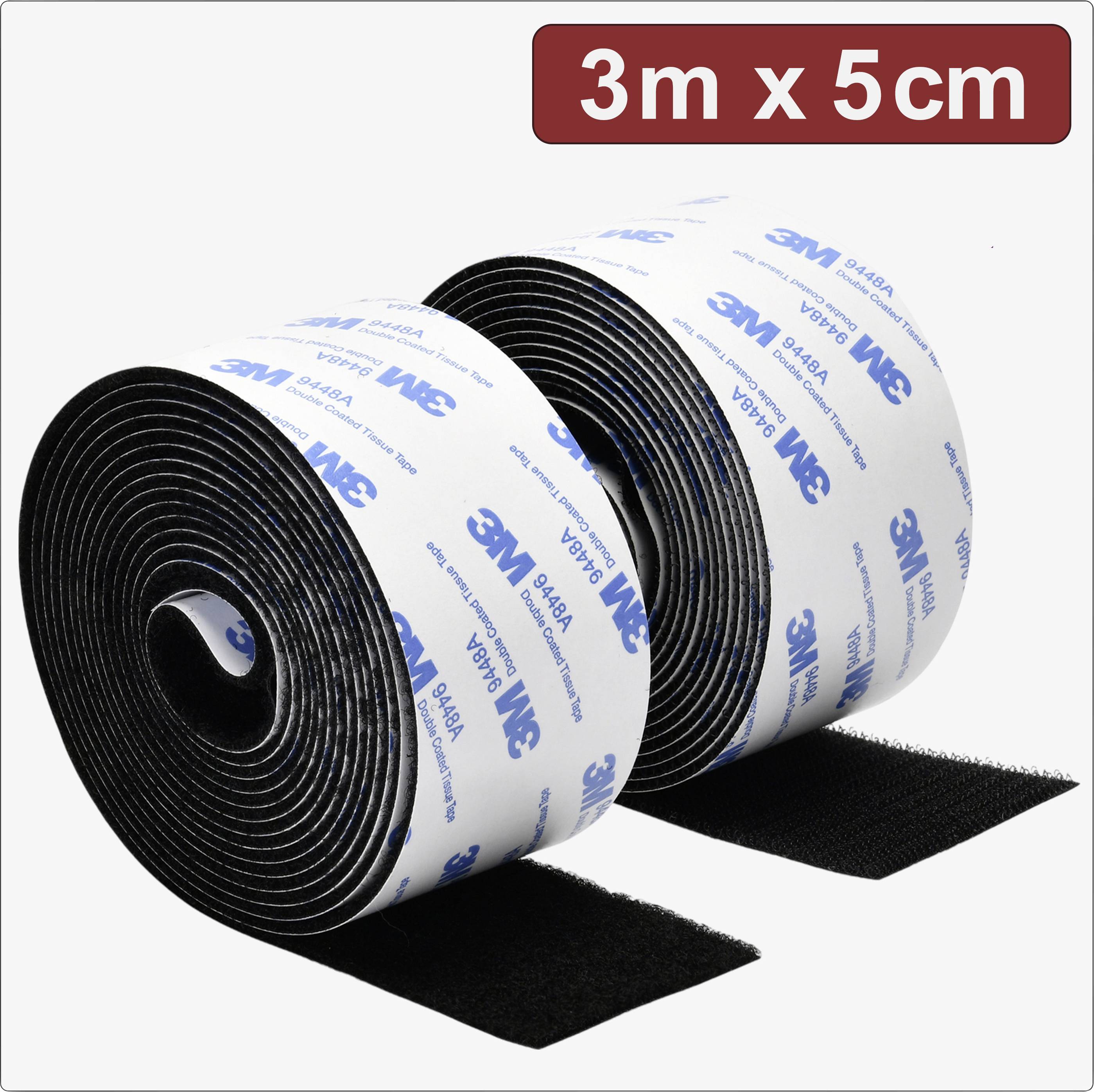 Quadrios 24CA322 Hook-and-loop tape stick-on Hook and loop pad (L x W) 3 m x 5 cm Black 3 m