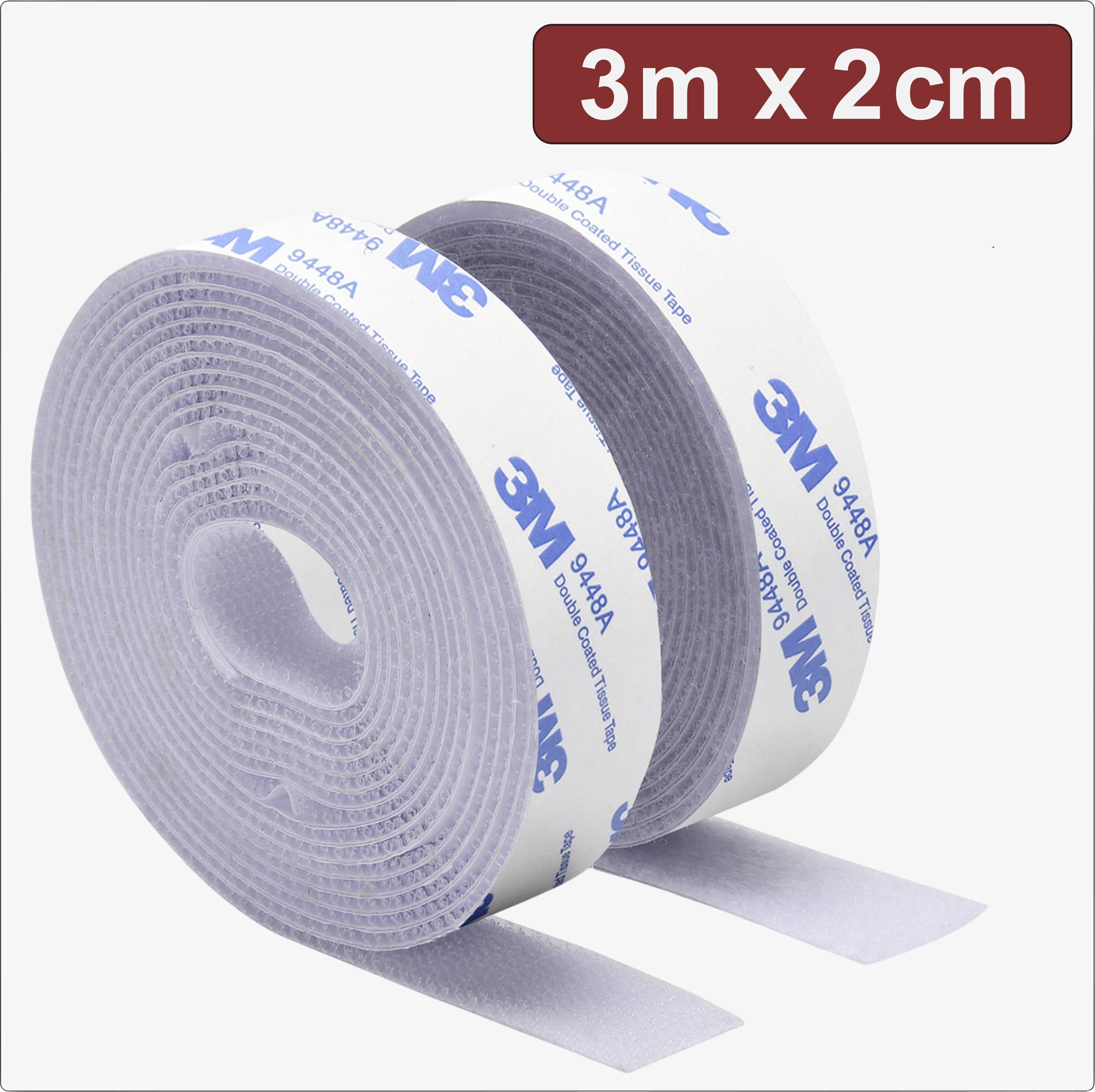 Quadrios 24CA323 Hook-and-loop tape stick-on Hook and loop pad (L x W) 3 m x 2 cm White 3 m