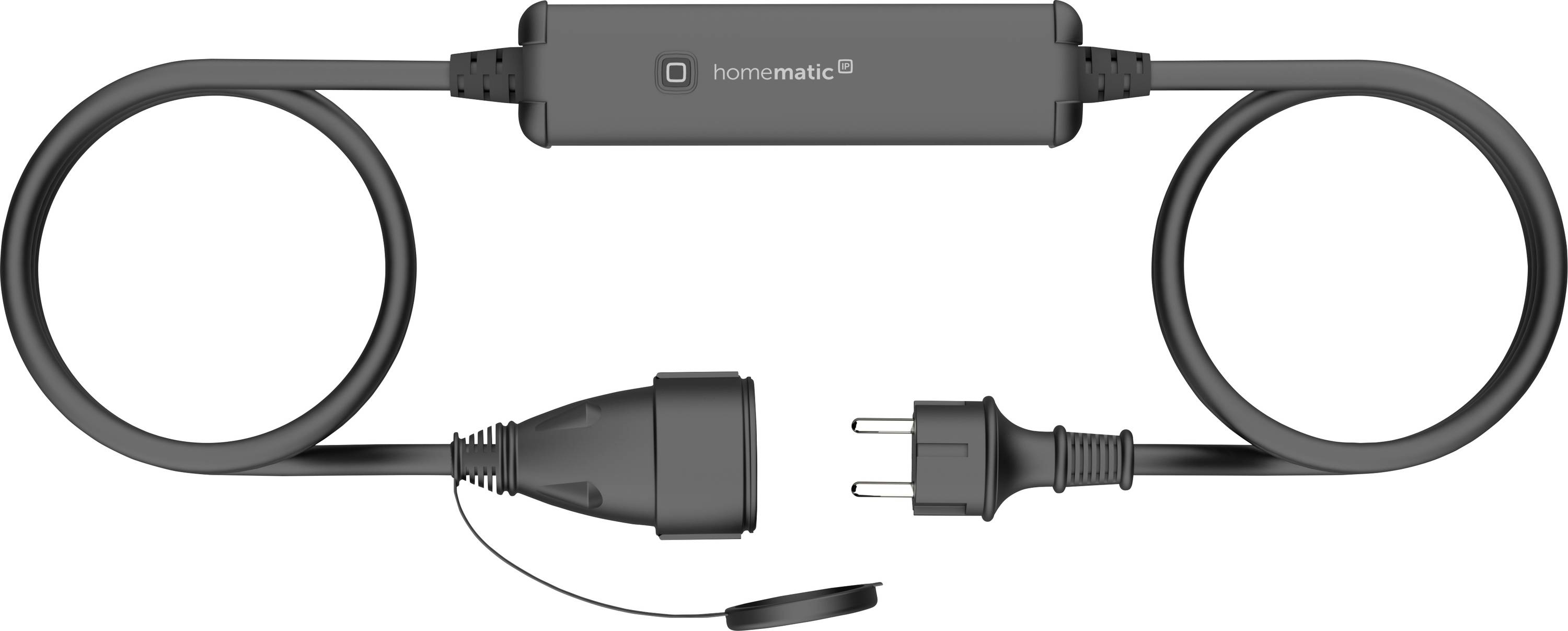 Smart Home Socket Actuator with two plug ends, designed for controlling electrical devices in a home automation system.
