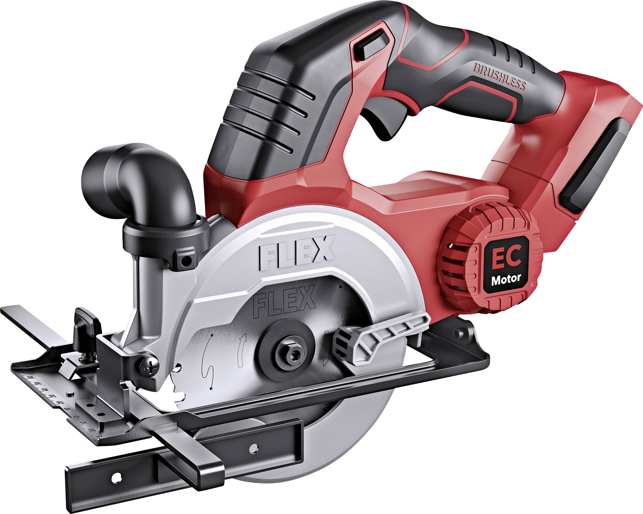 A compact, cordless mini circular saw with a red and grey housing, suitable for precise cuts in construction and DIY projects.