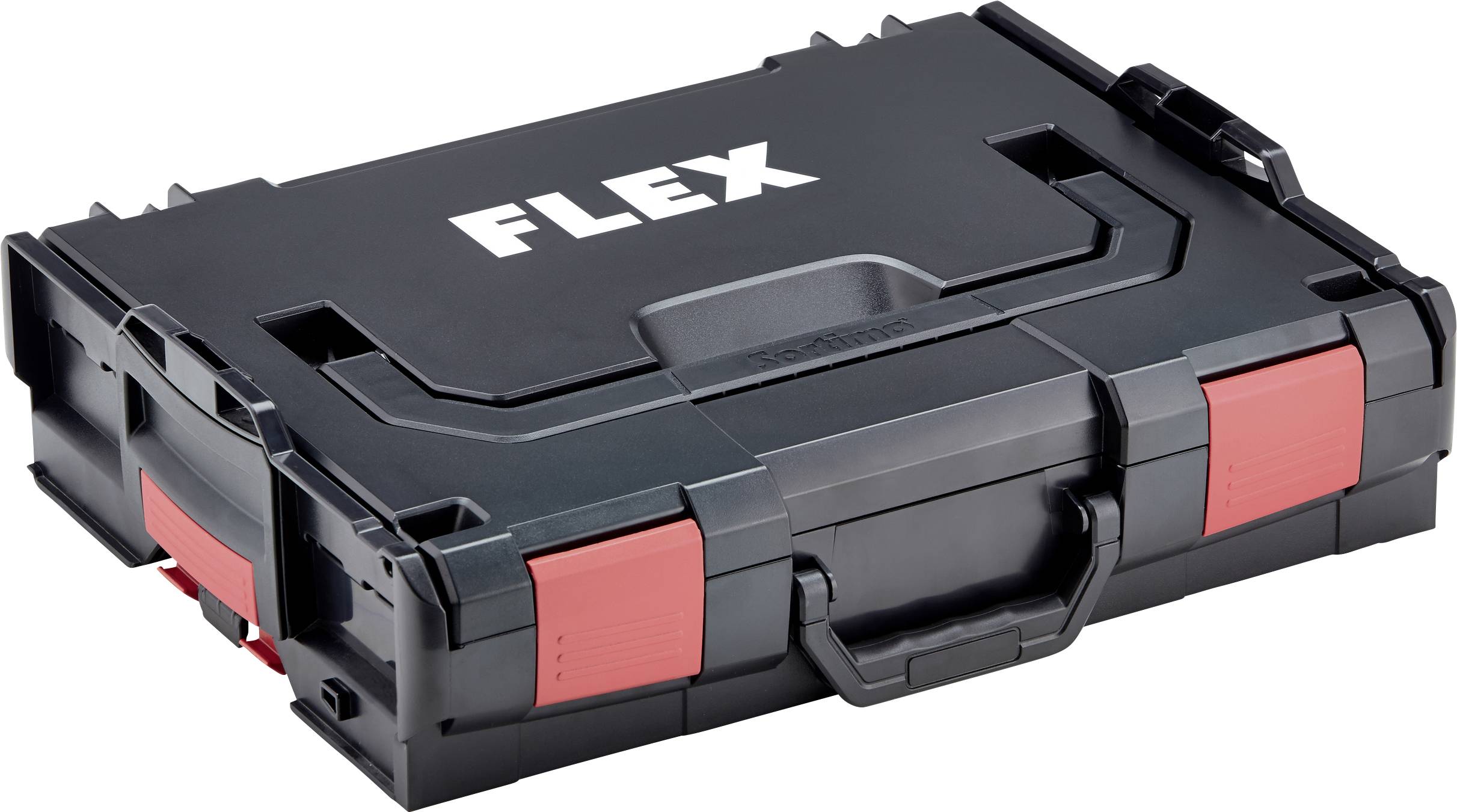 Black tool case with a red lock and the inscription 'FLEX' on the top.