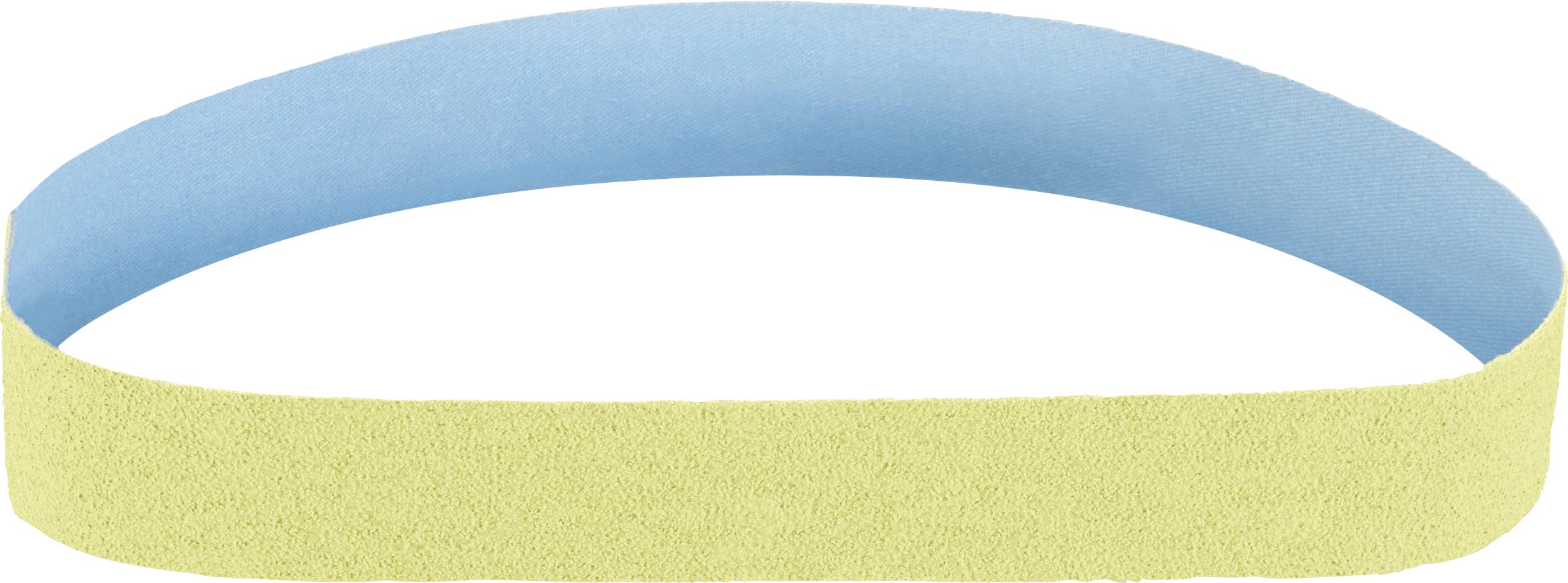 A blue and yellow rubber ring in a loop formation, symbolising endless continuity.