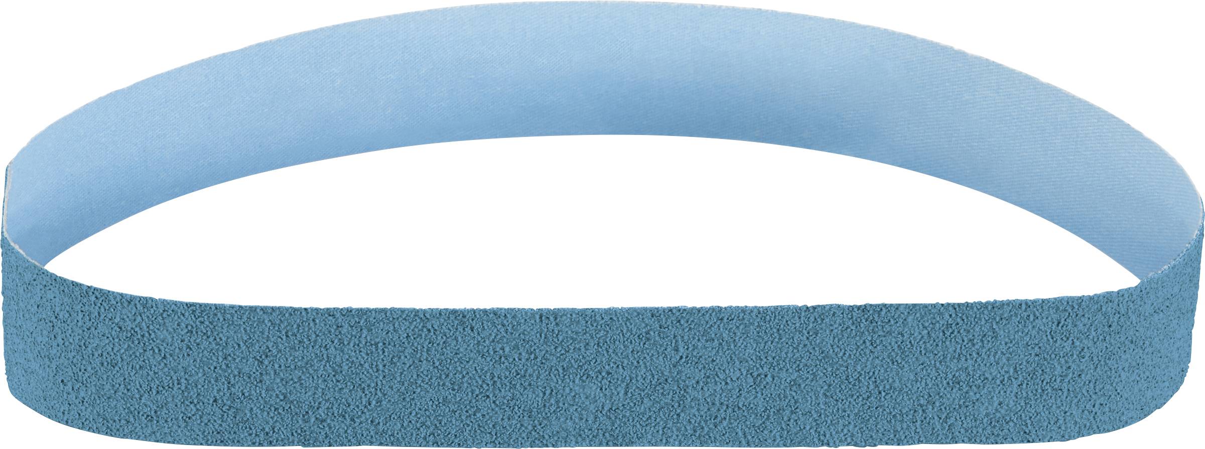 A blue oval-shaped sanding belt used for surface grinding.