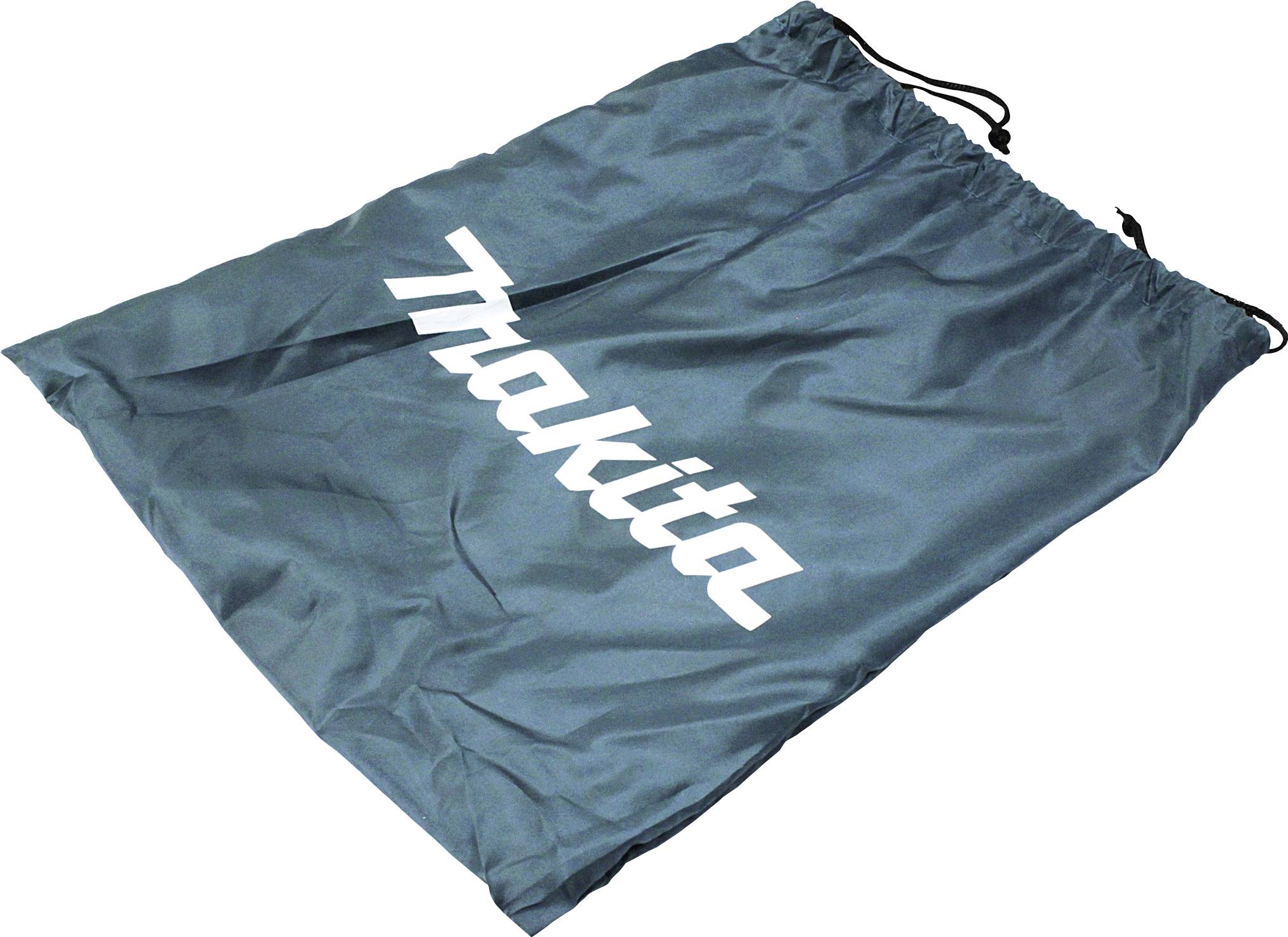 A blue fabric bag with a white 'Makita' print and drawstring.