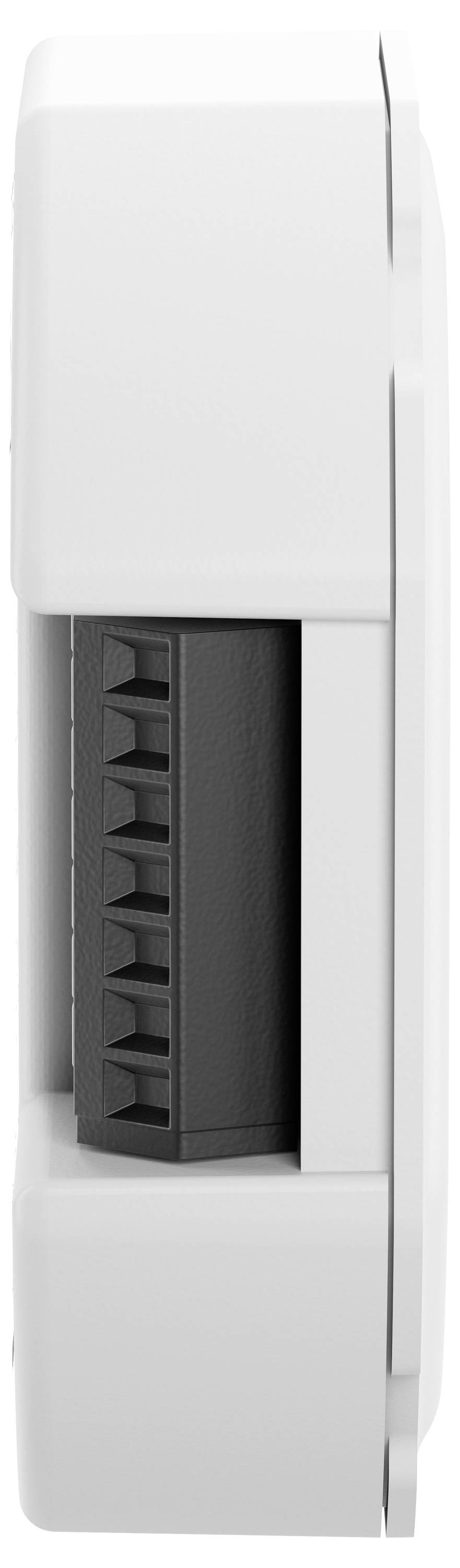 Image of a white device with a black ventilation grille on the side, likely a radiator thermostat.