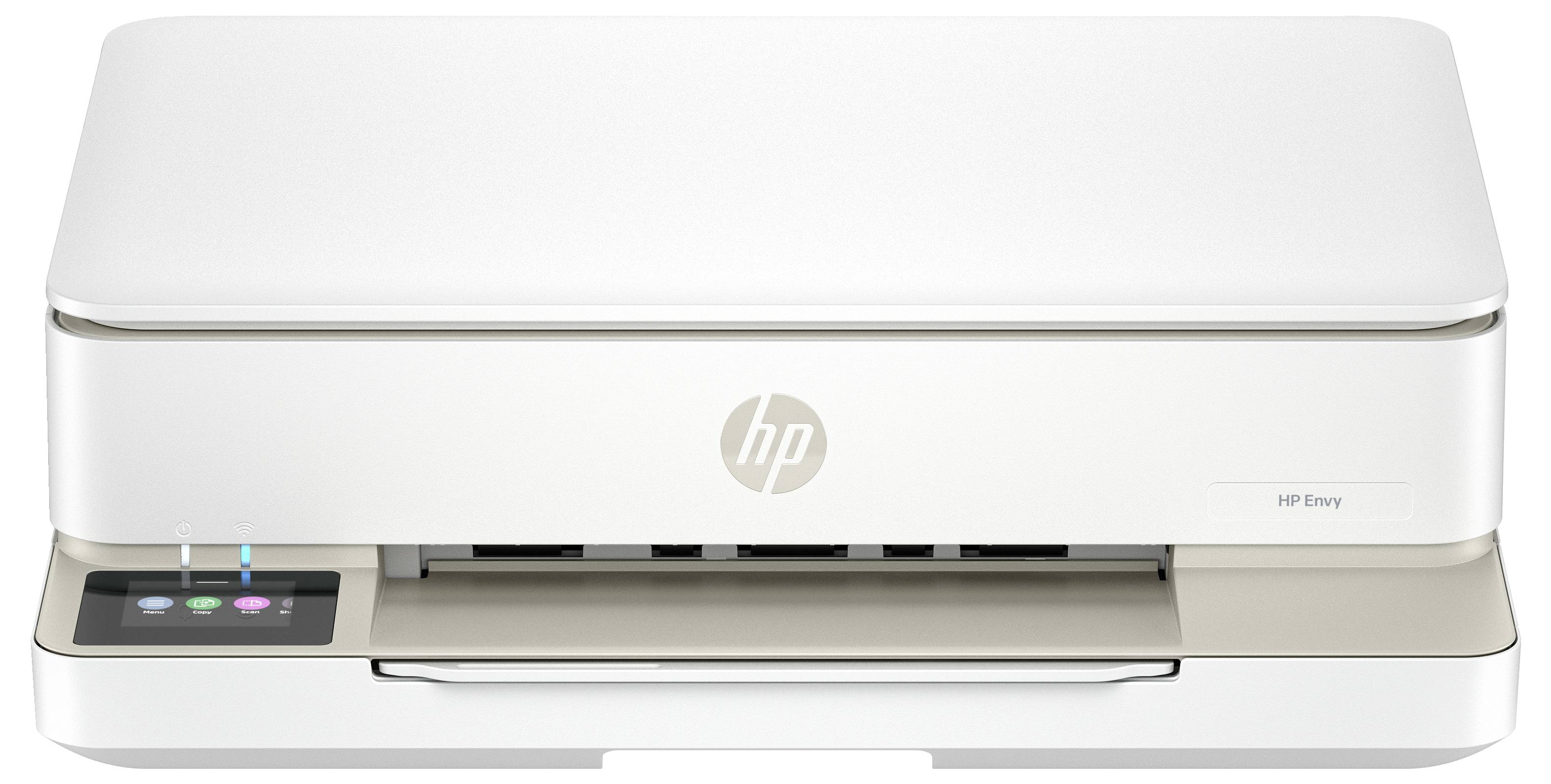 A white multifunction printer with a touchscreen control panel on the front, suitable for printing, scanning, and copying.