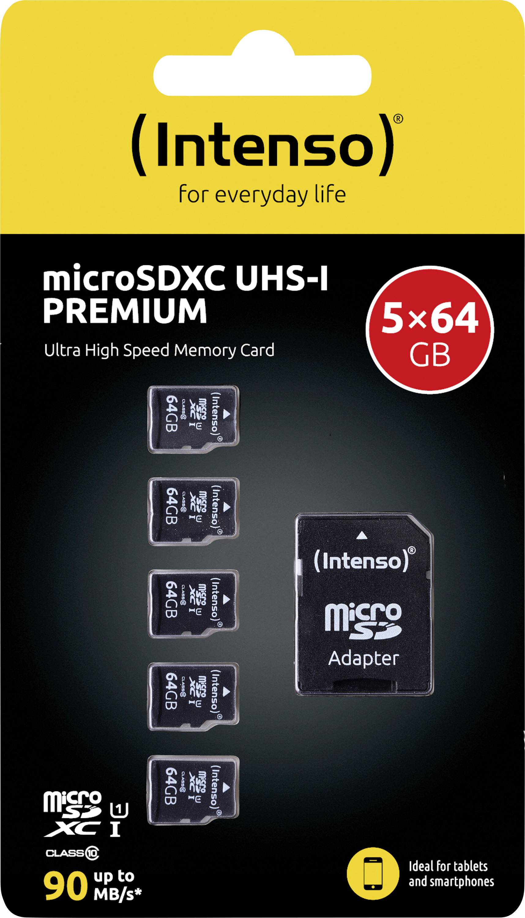 Intenso Premium 5er Pack (5 x 64 GB) microSDXC card 64 GB Class 10 UHS-I incl. SD adapter