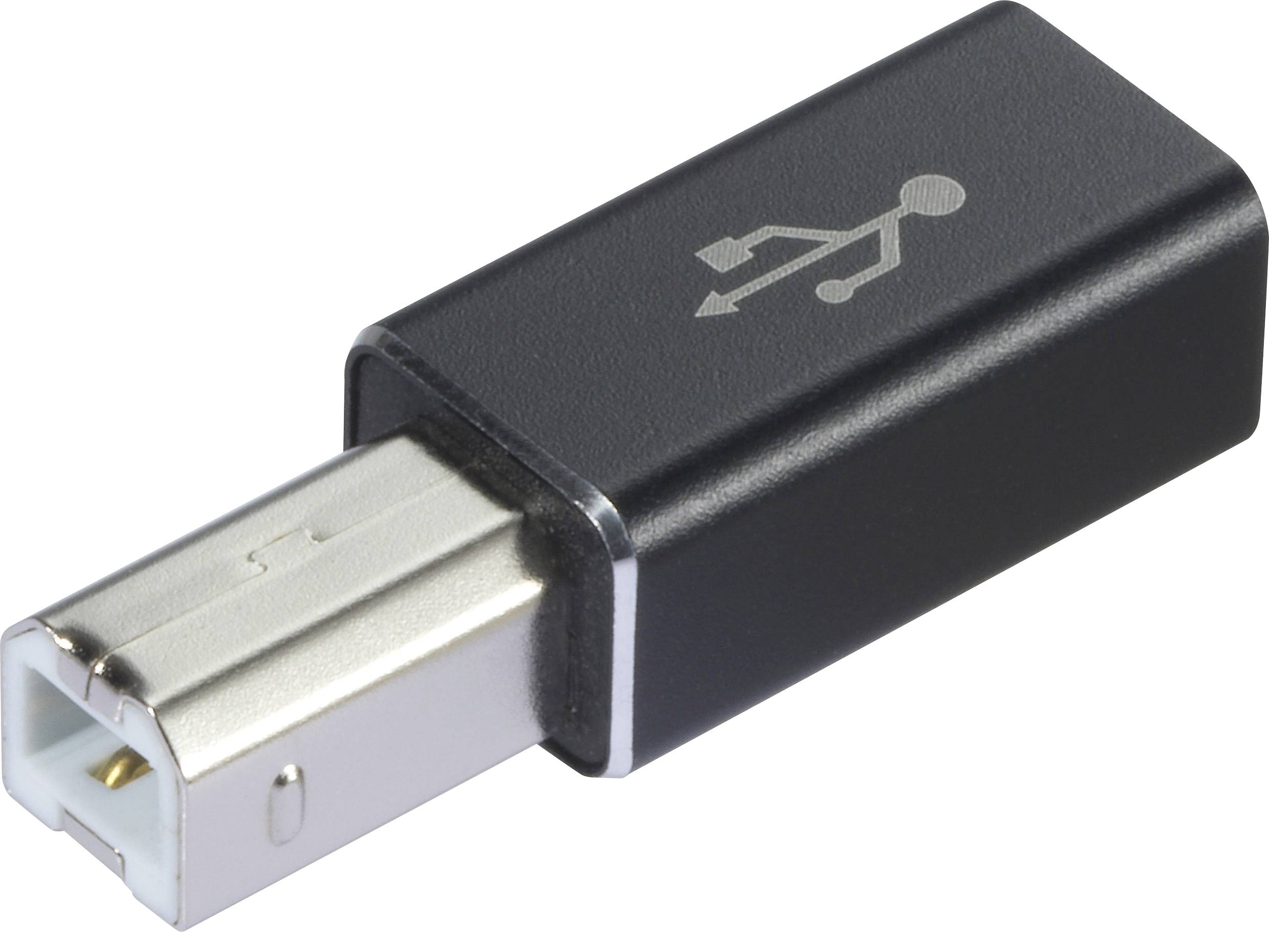 Black USB adapter with silver connector, suitable for connecting devices with different USB ports.