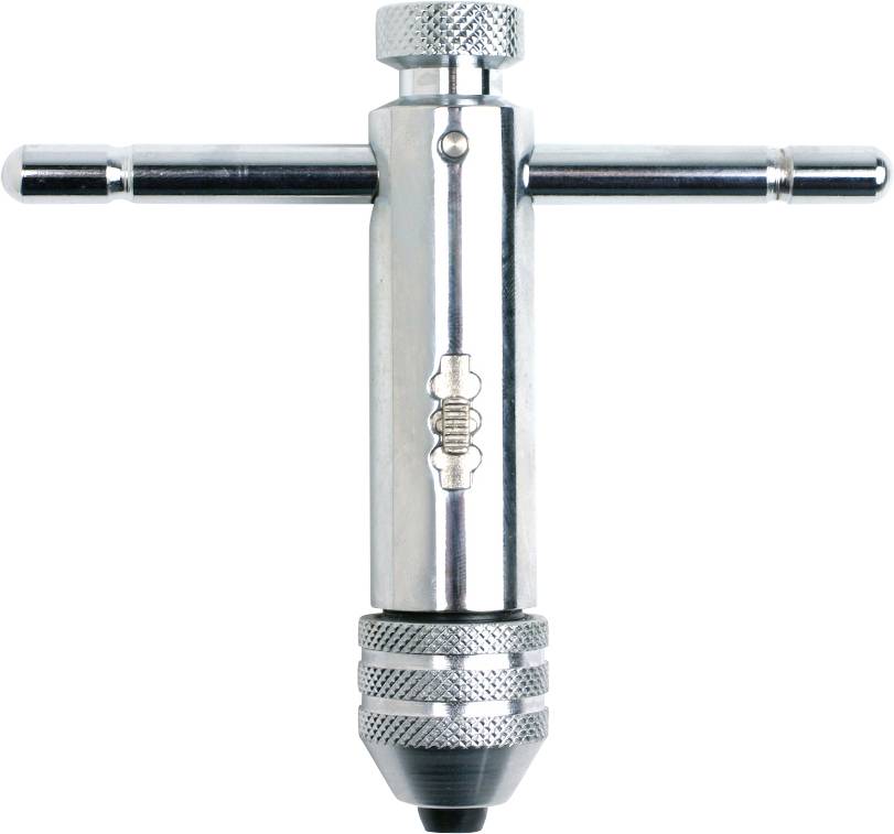A silver-coloured T-handle key for tightening or loosening chucks, aligned straight, against a white background.