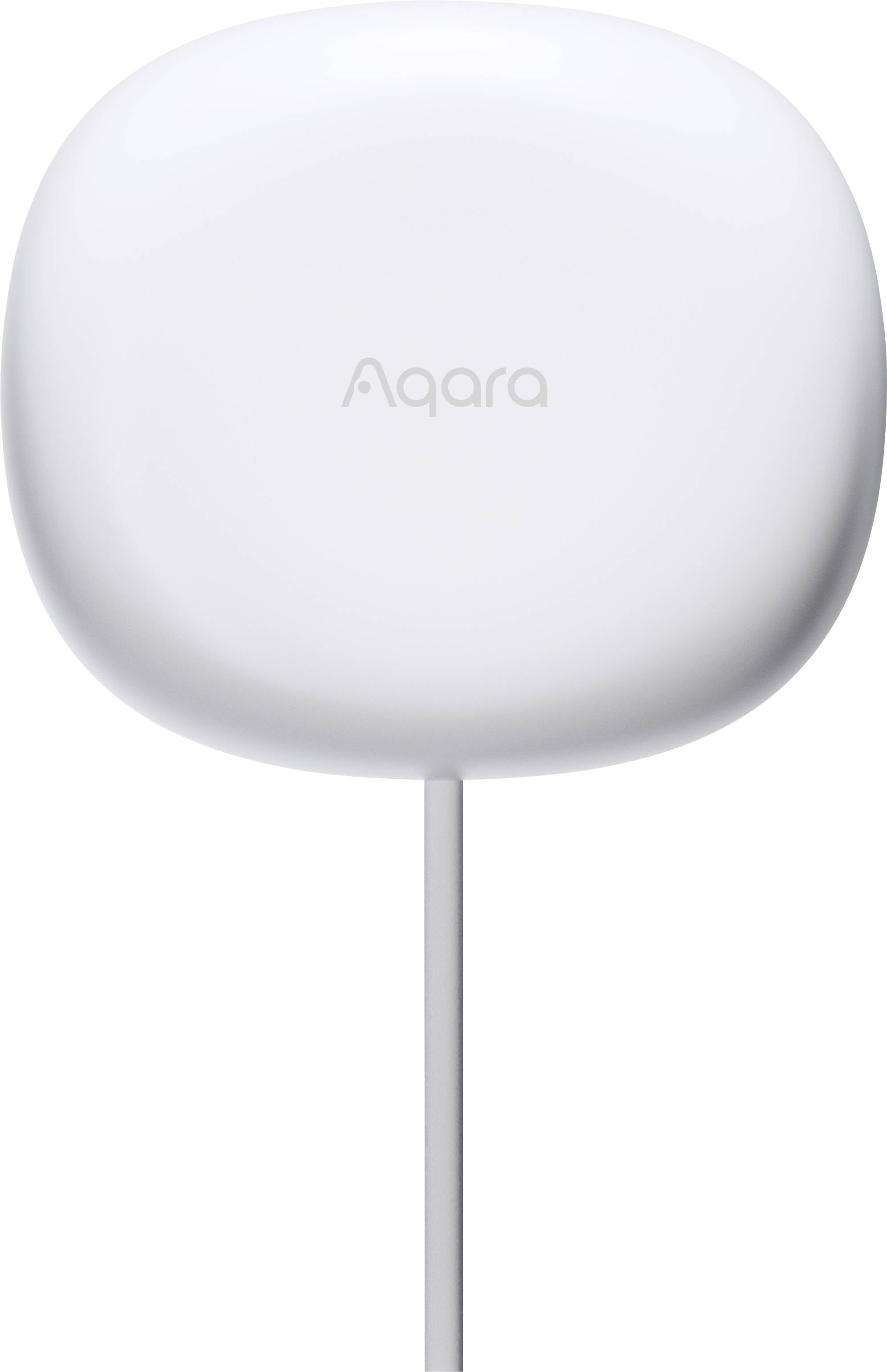 A white, square Aqara wall switch with rounded corners and a cable.