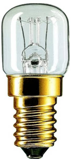 A clear light bulb with a screw base.