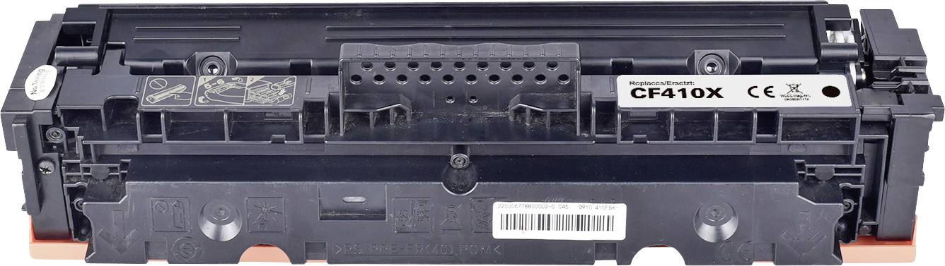 Black toner cartridge with 'CF410X' label, compatible with specific printer models.