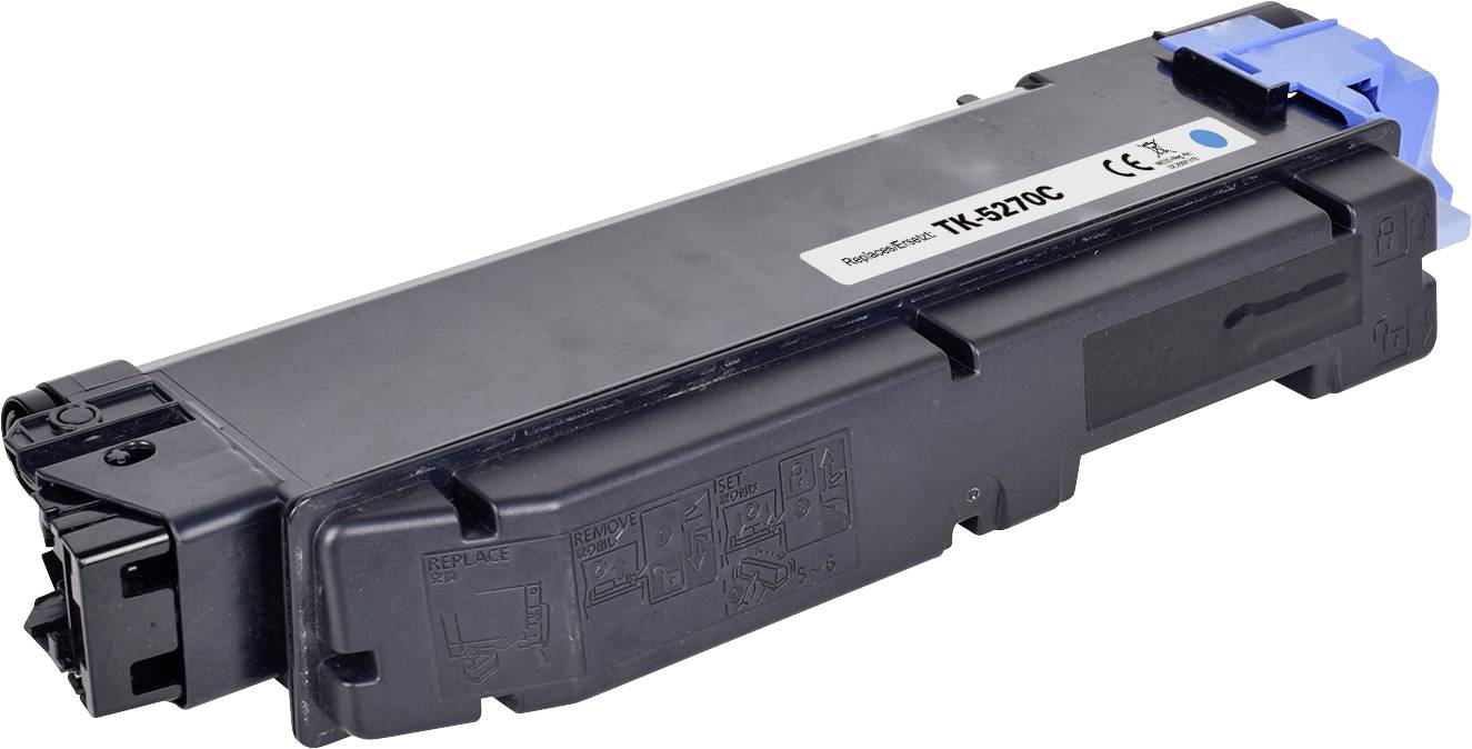 Black toner cartridge with blue and black elements and labelling 'TK-5270C'. Suitable for printers; technical details not visible.