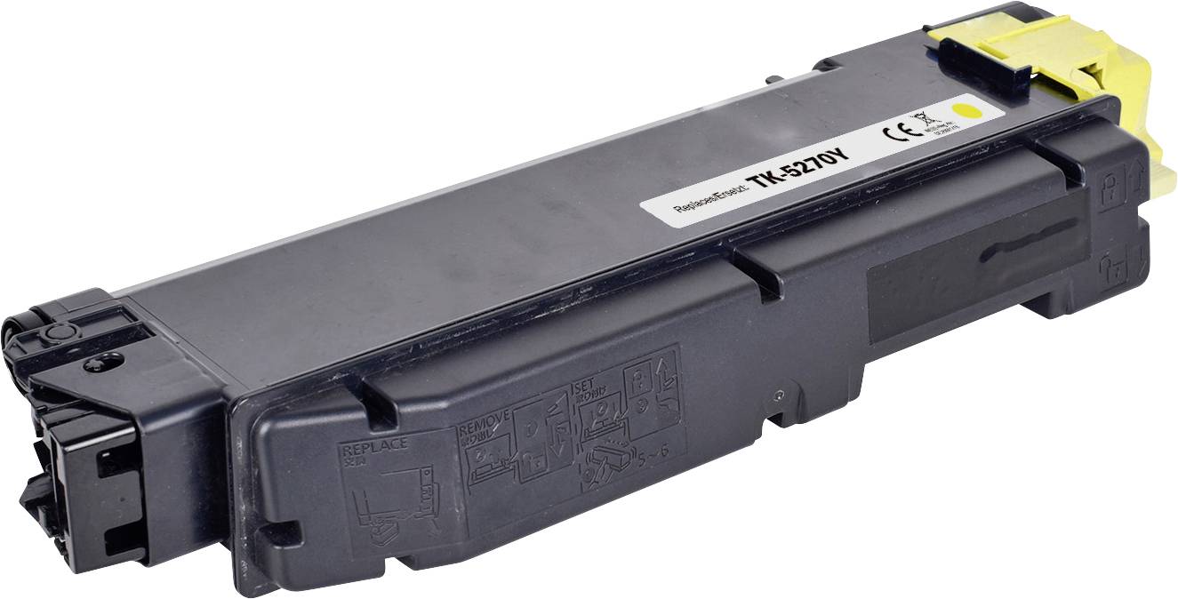A black toner cartridge for a printer, rectangular in shape, with the model number 'TK-8270Y' on the label.