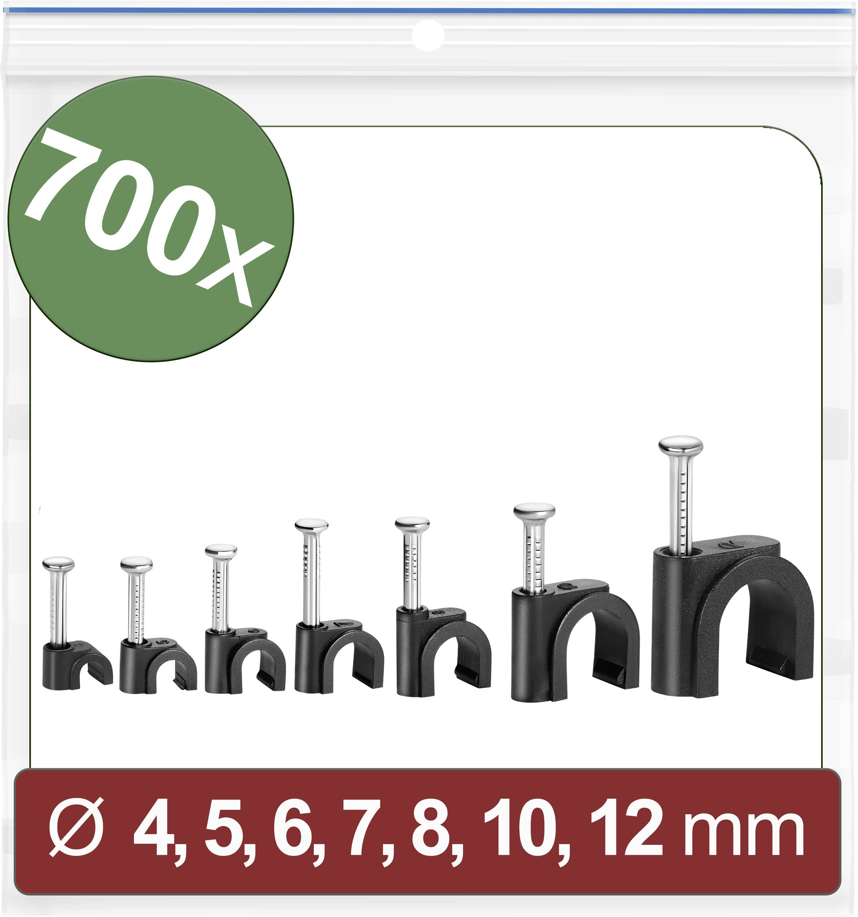 Quadrios 24CA438 Cable clips 24CA438 Bundle Ø range 2 up to 12 mm Black 700 pc(s)