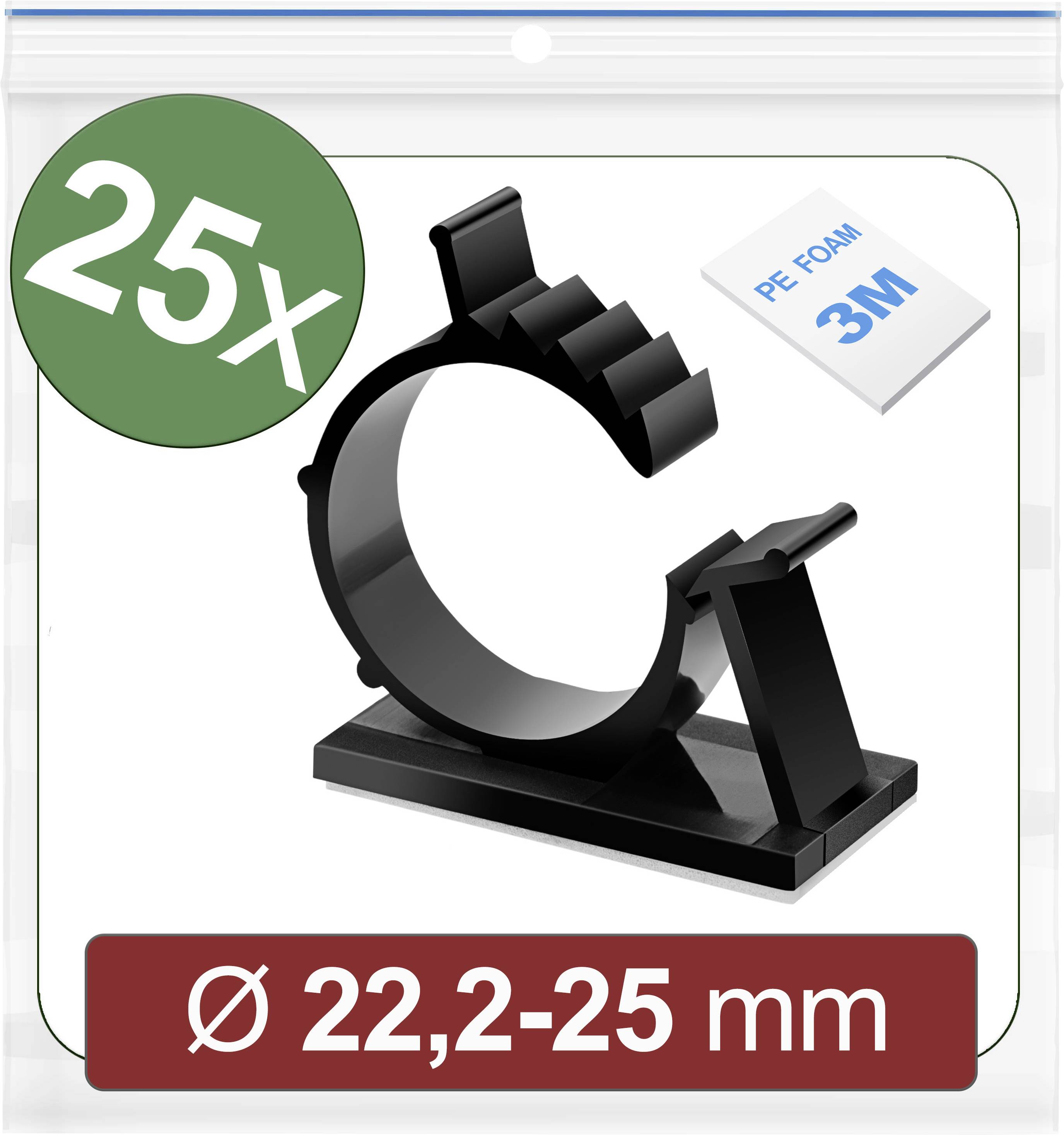 Quadrios 24CA454 Cable mount Self-adhesive 24CA454 Bundle Ø range 22.2 up to 25 mm Black 25 pc(s)