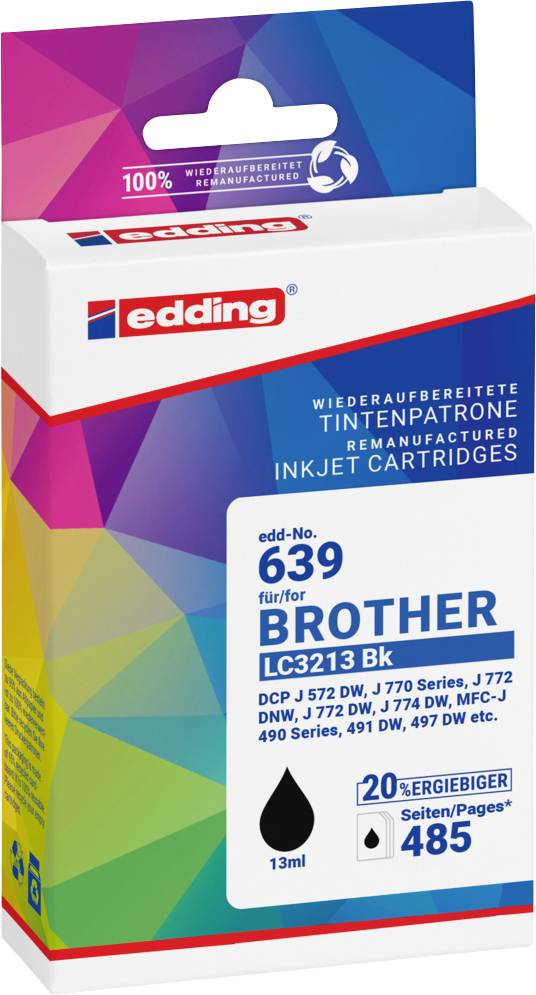 Edding Ink cartridge replaced Brother LC-3213BK Compatible Black EDD-639 18-639
