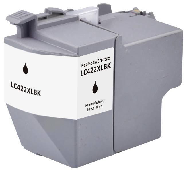 Gray remanufactured ink cartridge labeled 'LC422XLBK', indicating it replaces the LC422XLBK model.