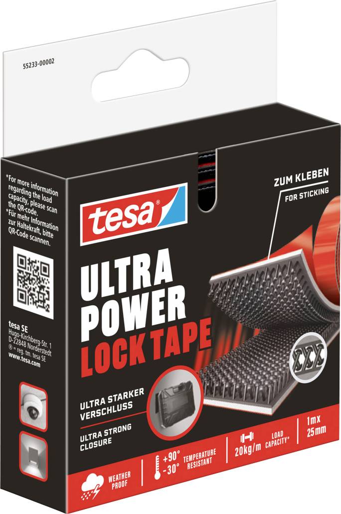 tesa Ultra Power Lock Hook-and-loop tape (L x W) 1 m x 25 mm 1 pc(s)