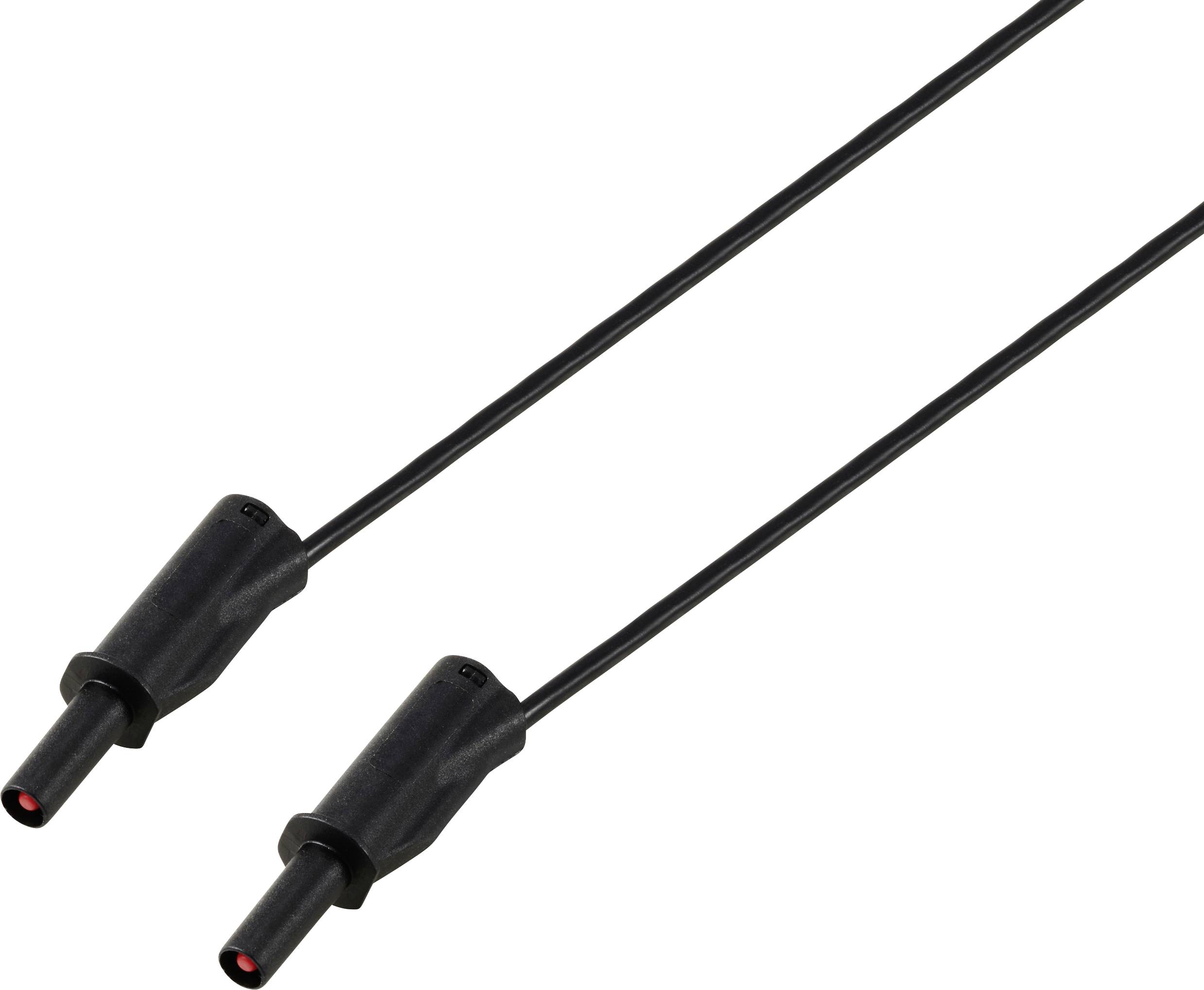 Two black cables with round plugs. The connectors are uniformly shaped and are positioned against a white background.