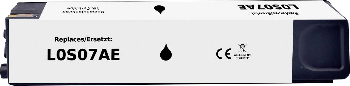 A black and white toner cartridge labeled 'Replaces/Ersetzt: LOS07AE', featuring a droplet icon and certification marks on its side.