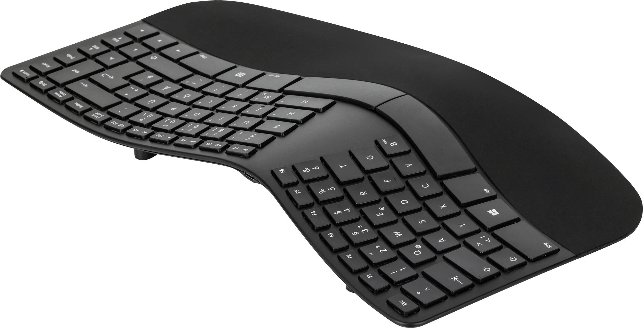 Matias FK413PCD-DE Sculpted Ergonomic Rechargeable Keyboard Wireless Keyboard German, QWERTZ Black Ergonomic