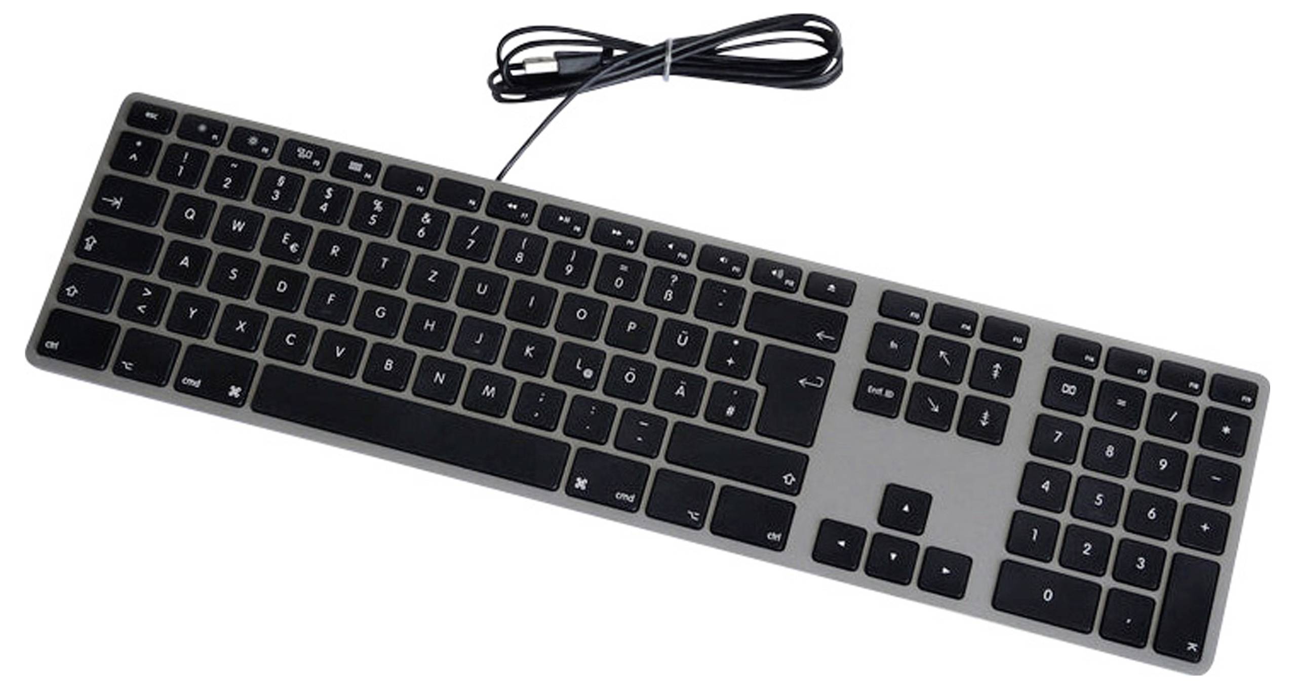 Matias FK318B-DE Wired Aluminium Keyboard for Mac USB Keyboard German, QWERTZ, Macintosh Spaceship grey