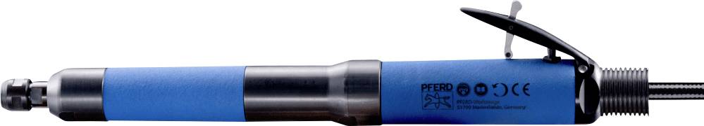 Blue electromechanical screwdriver with black lever and cable connection, suitable for precise assembly work.
