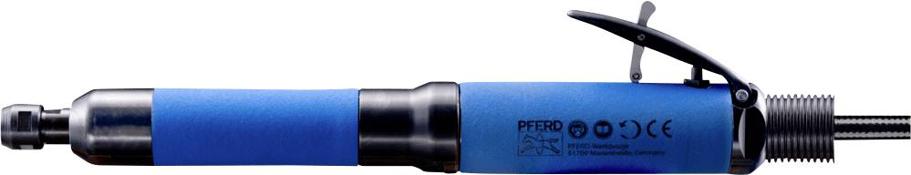 Blue compressed air screwdriver with black handle by PFERD, for precise work in industrial applications.