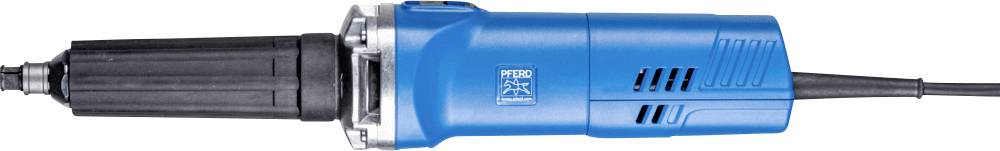 A blue electric sander with a black attachment lies horizontally. On the left is the sanding head, on the right is the cable.