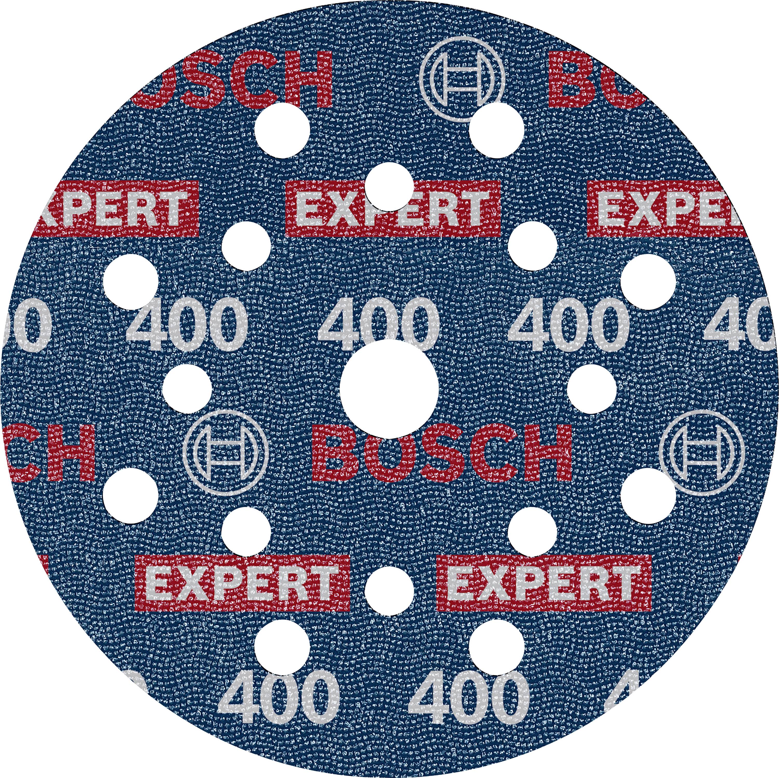 Grinding disc with red 'BOSCH' and 'EXPERT' print on a blue background. The number '400' is repeated in white.
