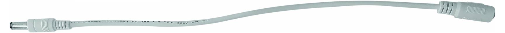 A grey, flexible cable with plugs at both ends, suitable for connecting devices or electronic components.
