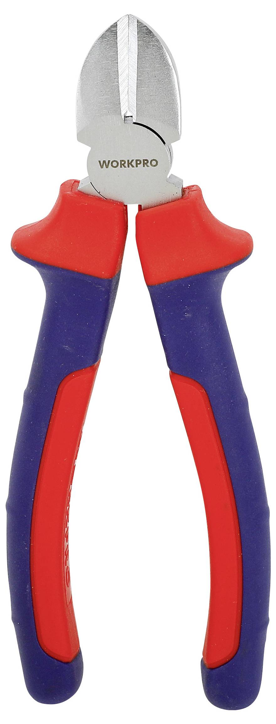 Wire cutter with red and blue handles, labeled 'WORKPRO', positioned upright on a white background.