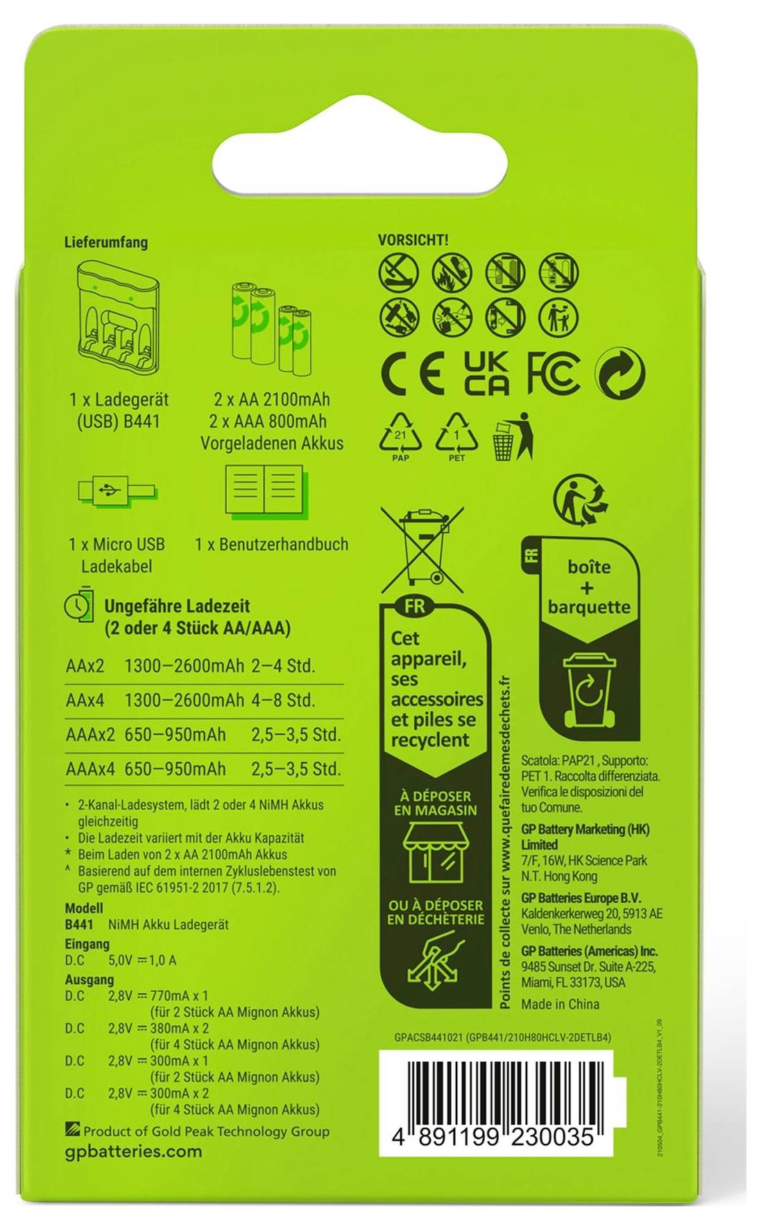 GP Battery pack charger NiMH AAA , AA