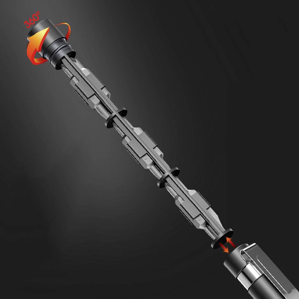 A long rod with multiple sections and an arrow for 360-degree rotation, potentially part of a tool or device.
